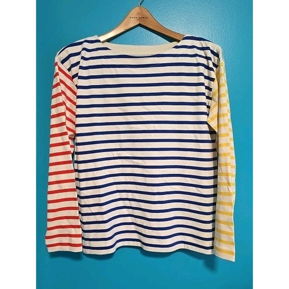 NWT Boden Medium Sophie Hotch Potch Breton Crew Neck Top Stripe Rainbow Cotton - Picture 1 of 9